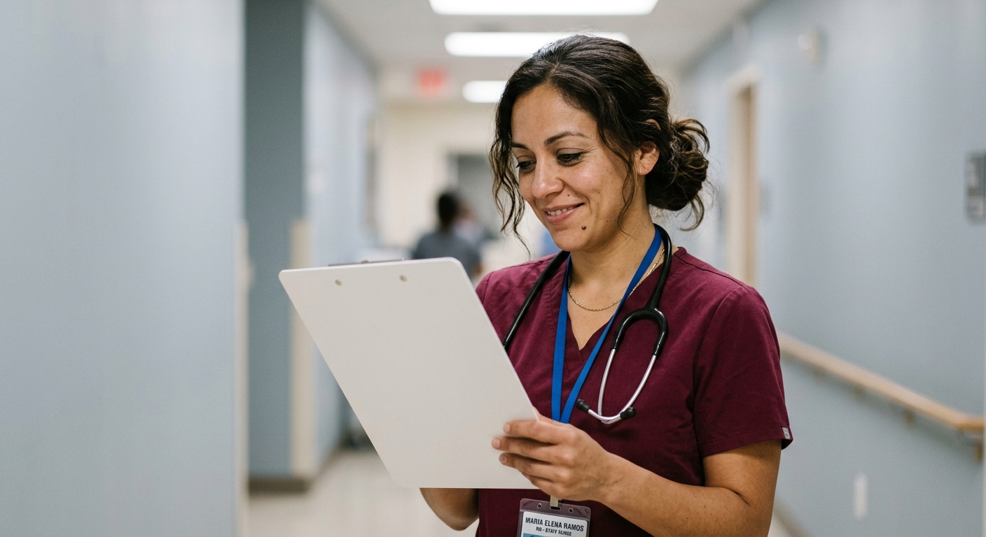 Clinician speaking with a patient in a care setting